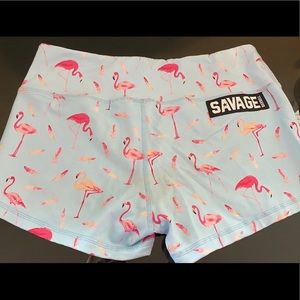 Savage Barbell Booty Shorts- Flamingo